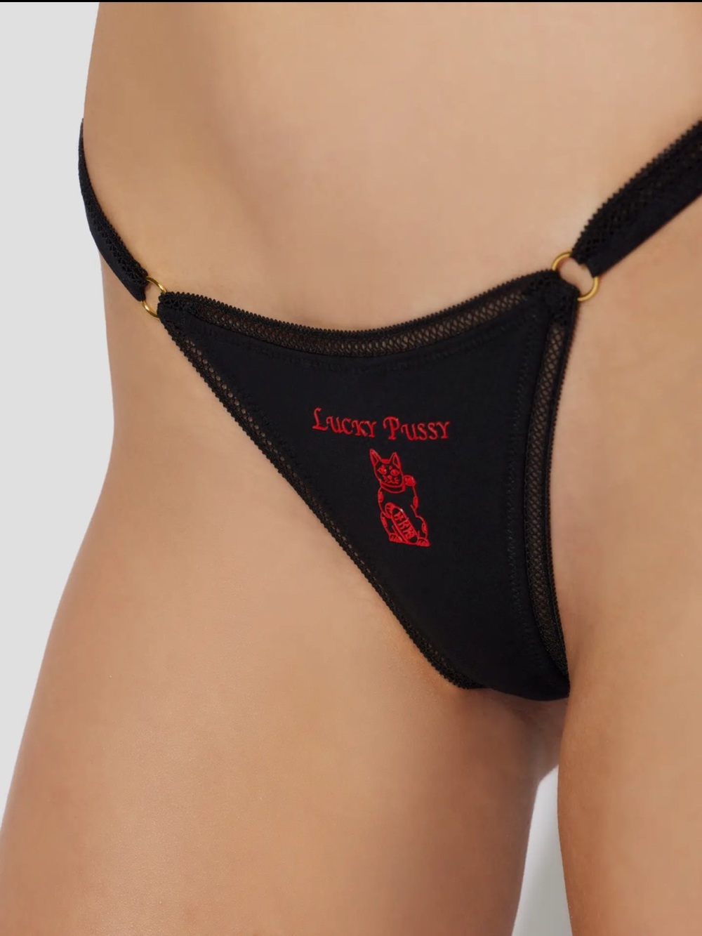 NWT Lucky Black Graphic Triangle Thong | One Size